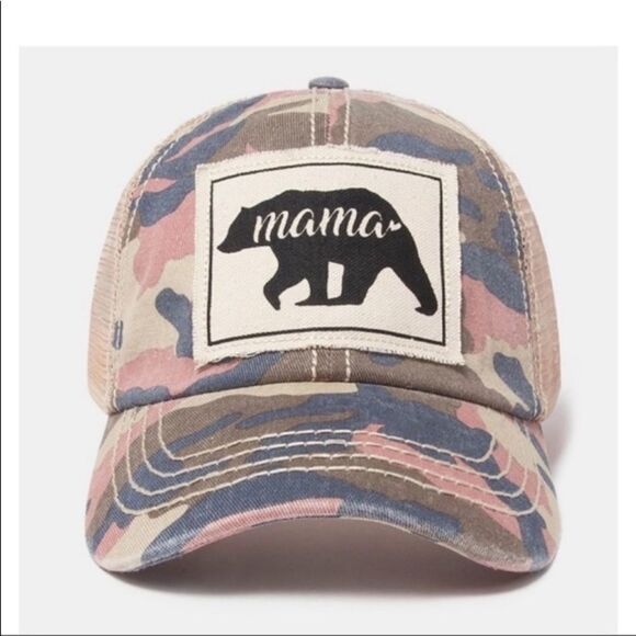 David And Young Mama Bear Camo Print Baseball Cap